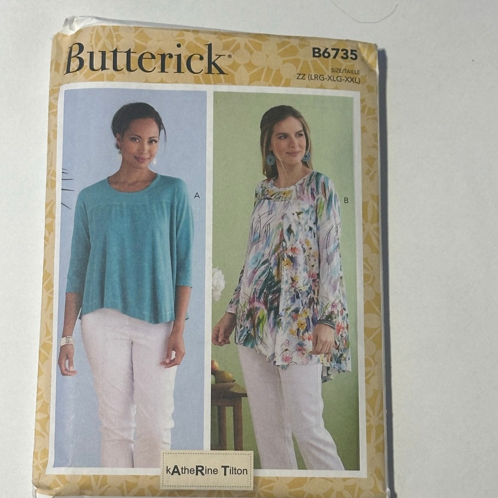 Butterick Sewing Pattern B6735 Misses Top Katherine Tilton LRG-XXL Blue White